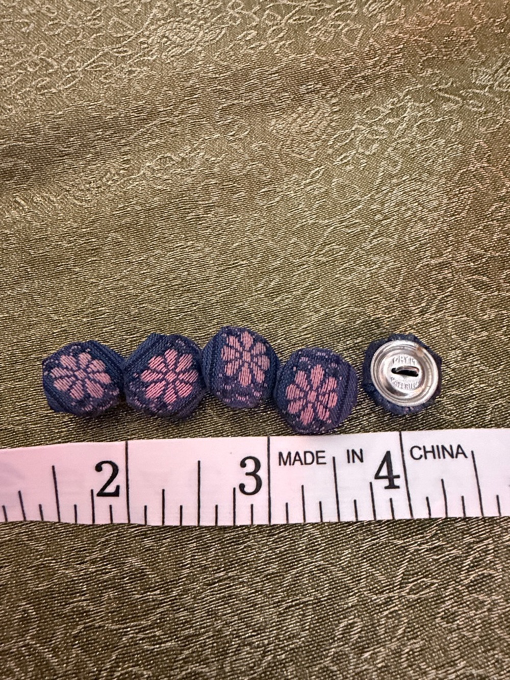 Vintage Navy Floral Fabric Buttons - Women Accessories